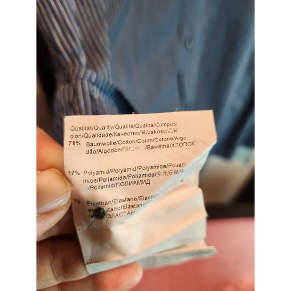 Hugo Boss Fitted Stripe Shirt Mens Large Business Casual Blue Cotton Blend 25 - Picture 4 of 6